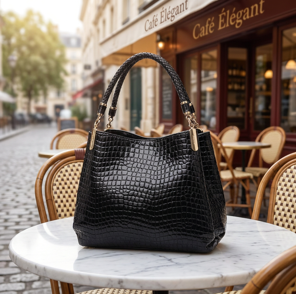 Sac à Main Élégant – Texture Croco & Organisation Totale