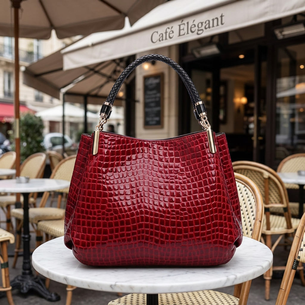 Sac à Main Élégant – Texture Croco & Organisation Totale