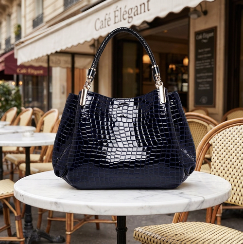 Sac à Main Élégant – Texture Croco & Organisation Totale